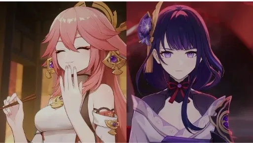 Raiden shogun and yae Miko | YANDERE