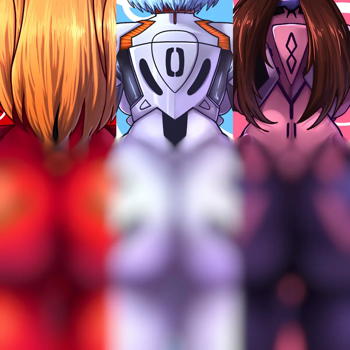 Asuka Shikinami Langley, Rei Ayanami and Mari Makinami Illustrious (PENTAKKY)