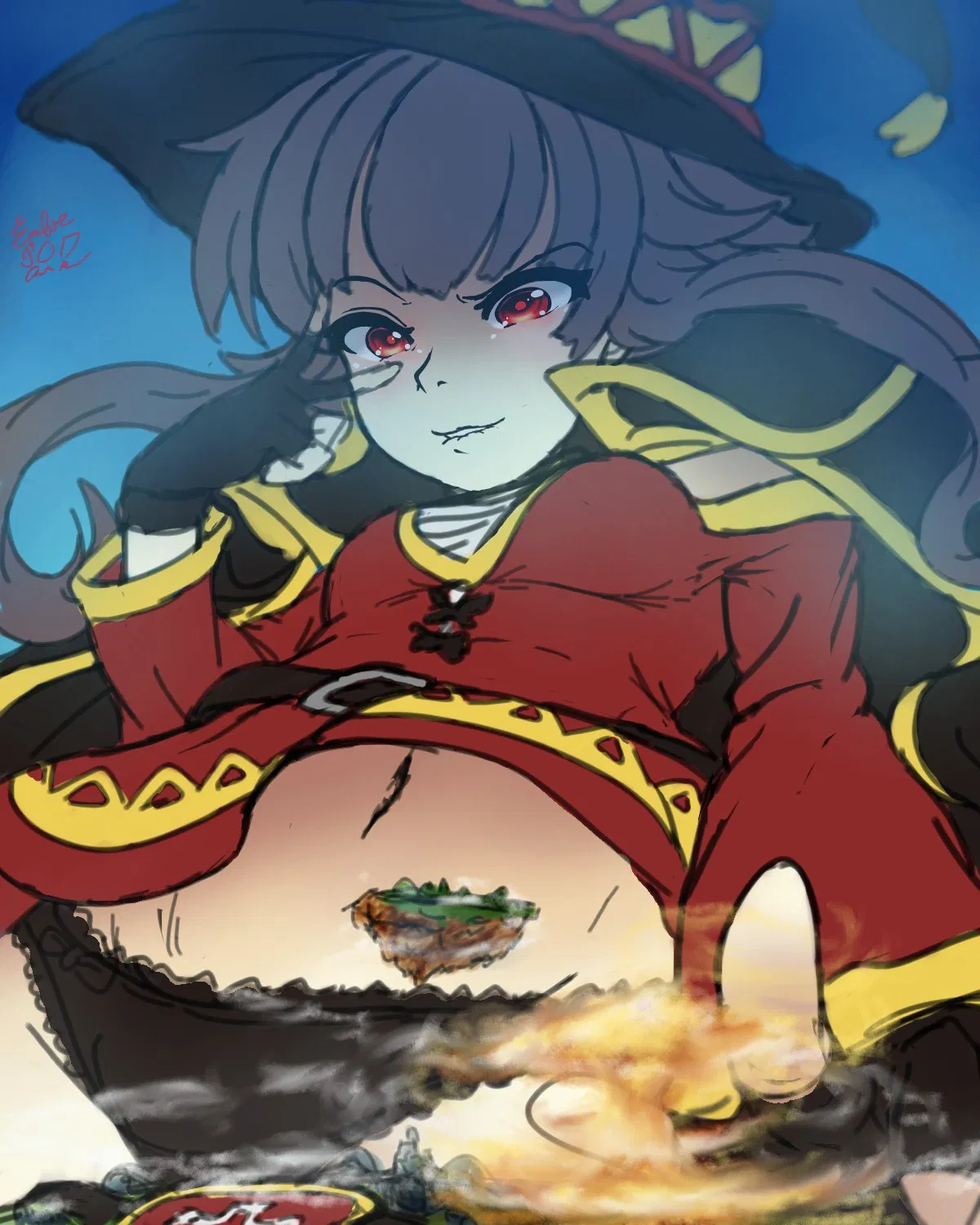 Accident in daily routine of Megumin