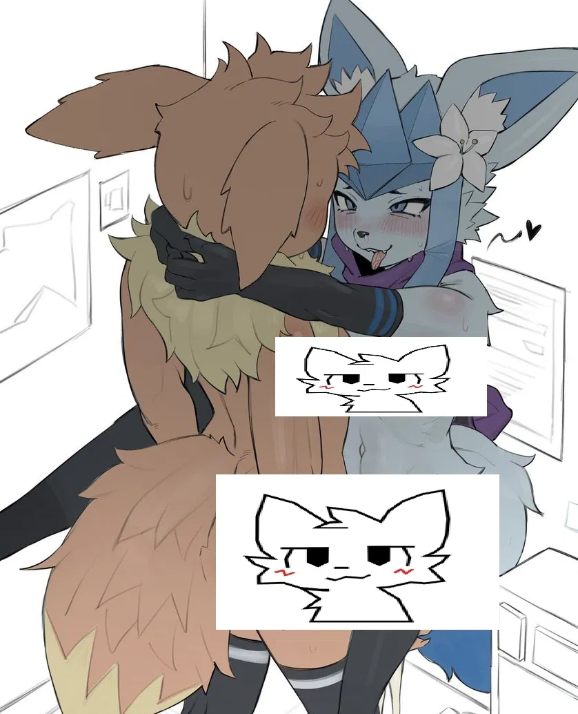 Eevee and Glaceon (Eevee is named Jay. Glaceon is named Frost)