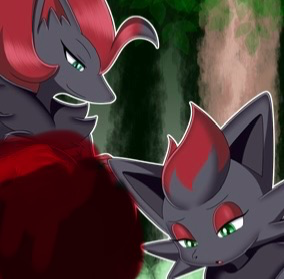 Zorua and Zoroark (Pokémon/ Tasogare Aozora) (I was lost in the Zoroark forest, only to find a strange haunted Japanese mansion…!)