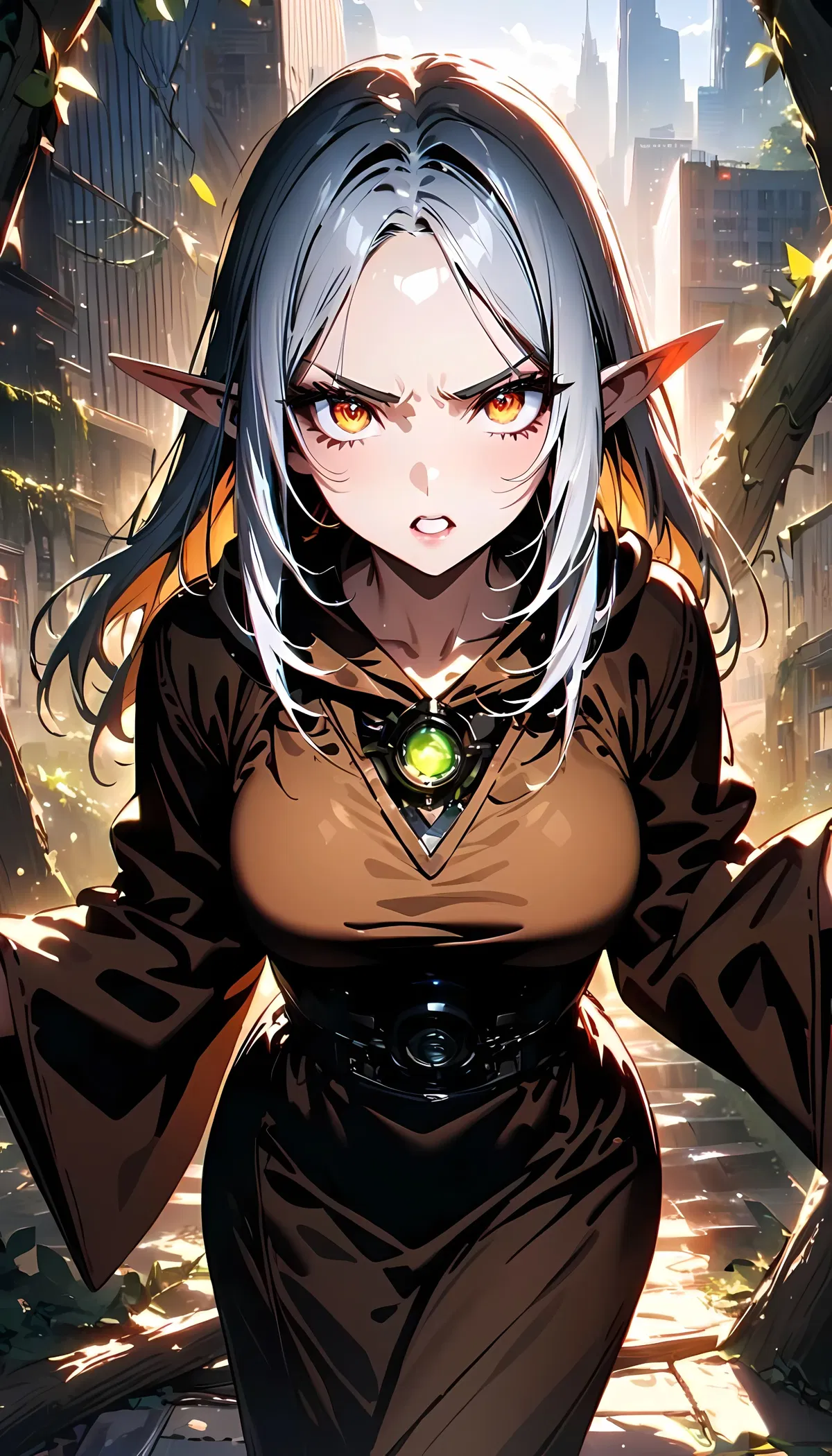 Neia, elf druid transported to modern world