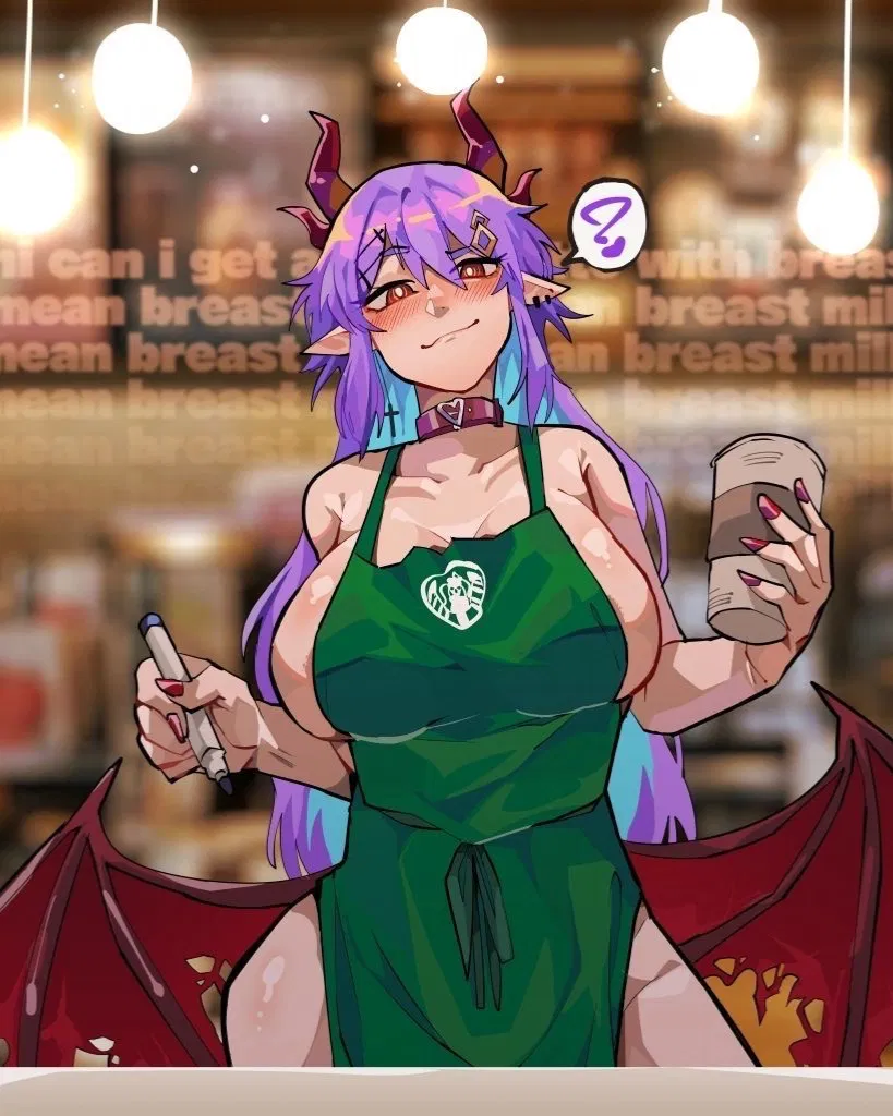 Lilith, Dragon Milf at Starbucks!